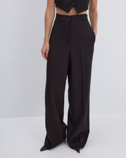 Брюки с регулируемым хлястиком из шерсти Гуччи горький шоколад