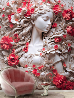 3D Фотообои девушка в цветах