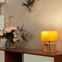 UML-B401 E27 ORANGE-WOOD Светильник настольный декоративный под лампу Е27. 40W. Механический выключатель. Оранжевый. ТМ Uniel