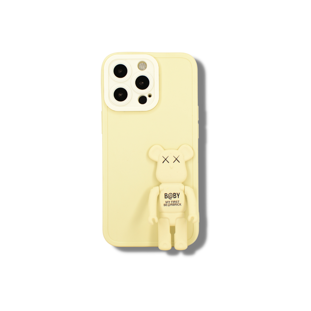 Чехол силикон с держателем. Bearbrick белый
