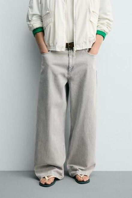 ZARA БРЮКИ RELAXED STRAIGHT FIT В ПОЛОСКУ, ПОЛОСКИ