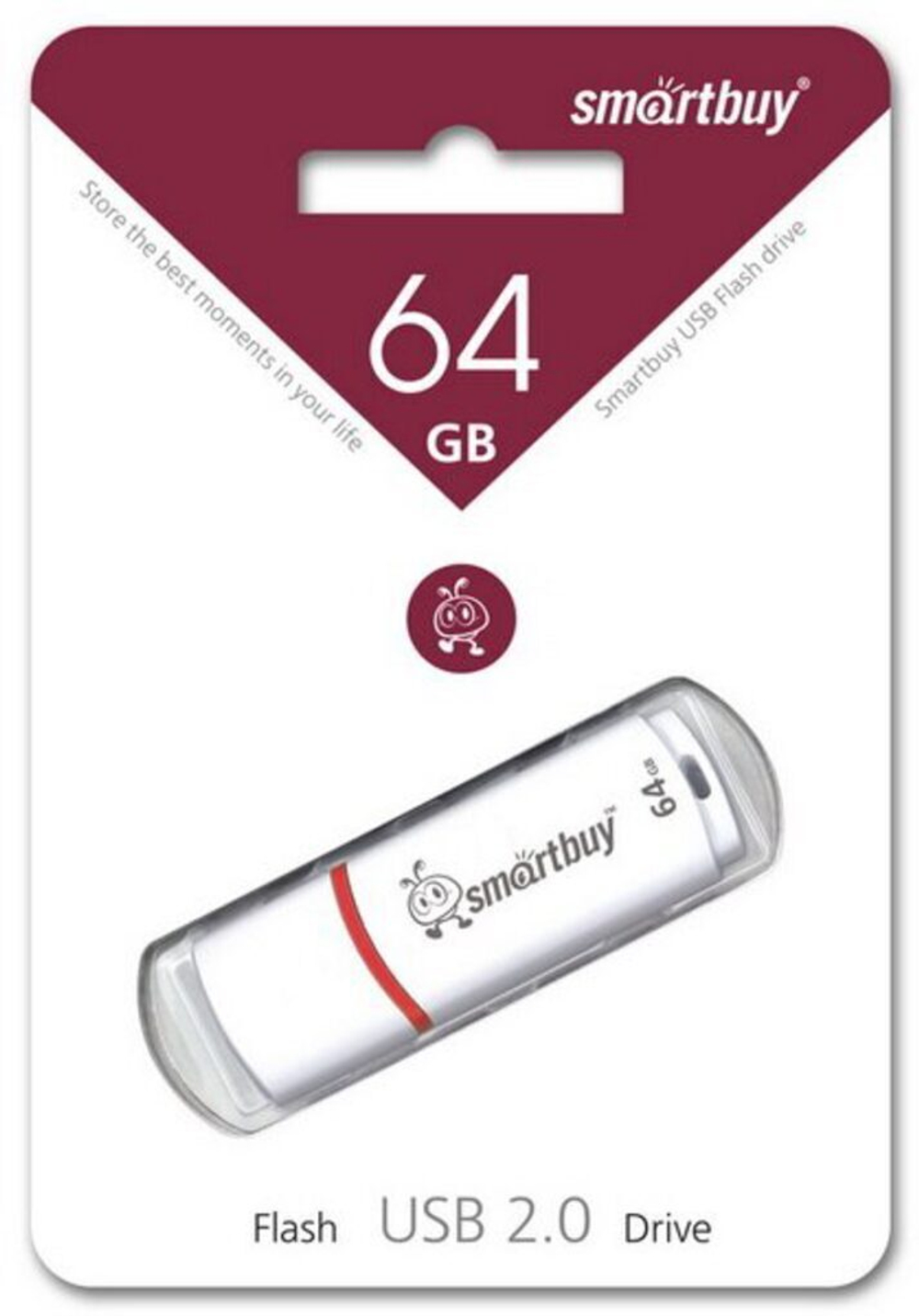Флеш-драйв 64 GB USB 2.0 Smartbuy Crown White
