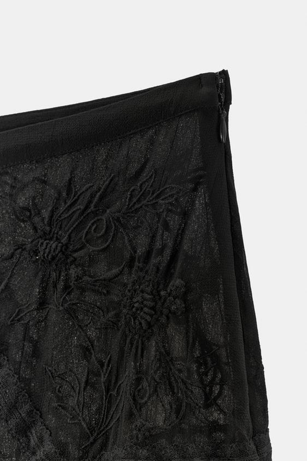 ZARA КОМБИНИРОВАННАЯ ЮБКА ИЗ ЖОРЖЕТА, ЧЕРНЫЙ