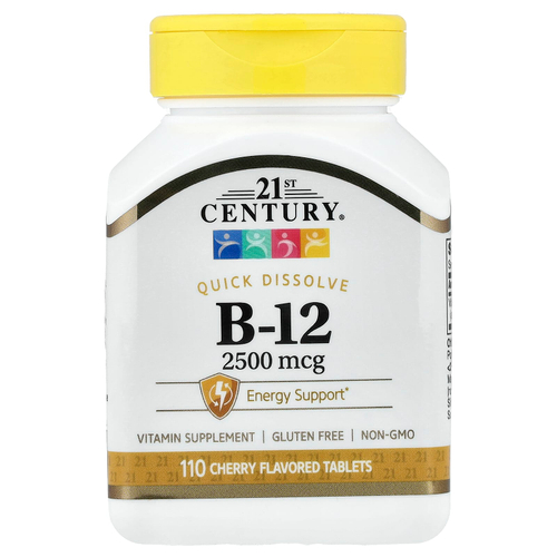 21st Century, витамин B12, с вишневым вкусом, 2500 мкг, 110 таблеток