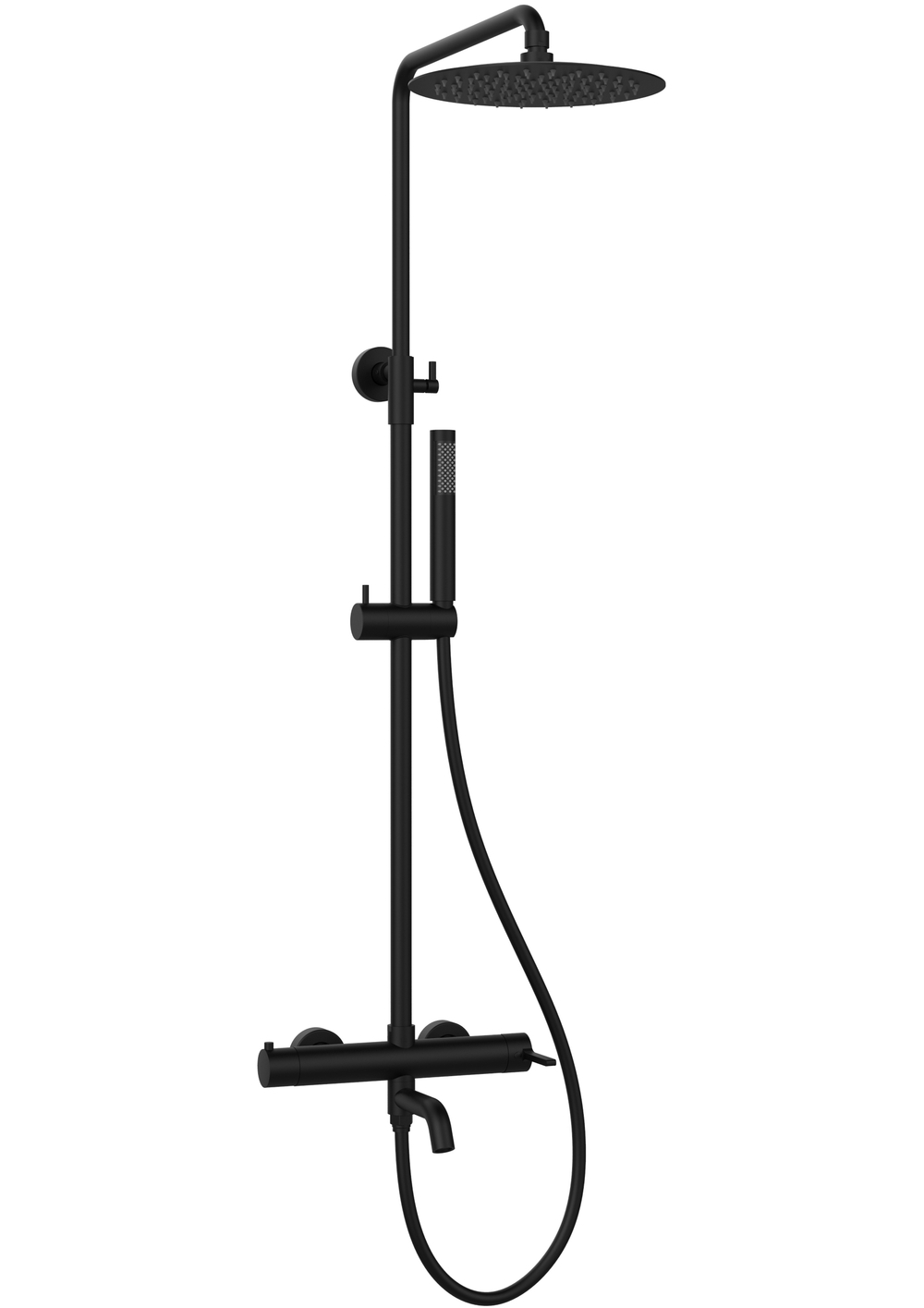 Душевая стойка Vincea Villa VSFS-1VL1MB с изливом, 25см верх. душ из нерж. стали, черный