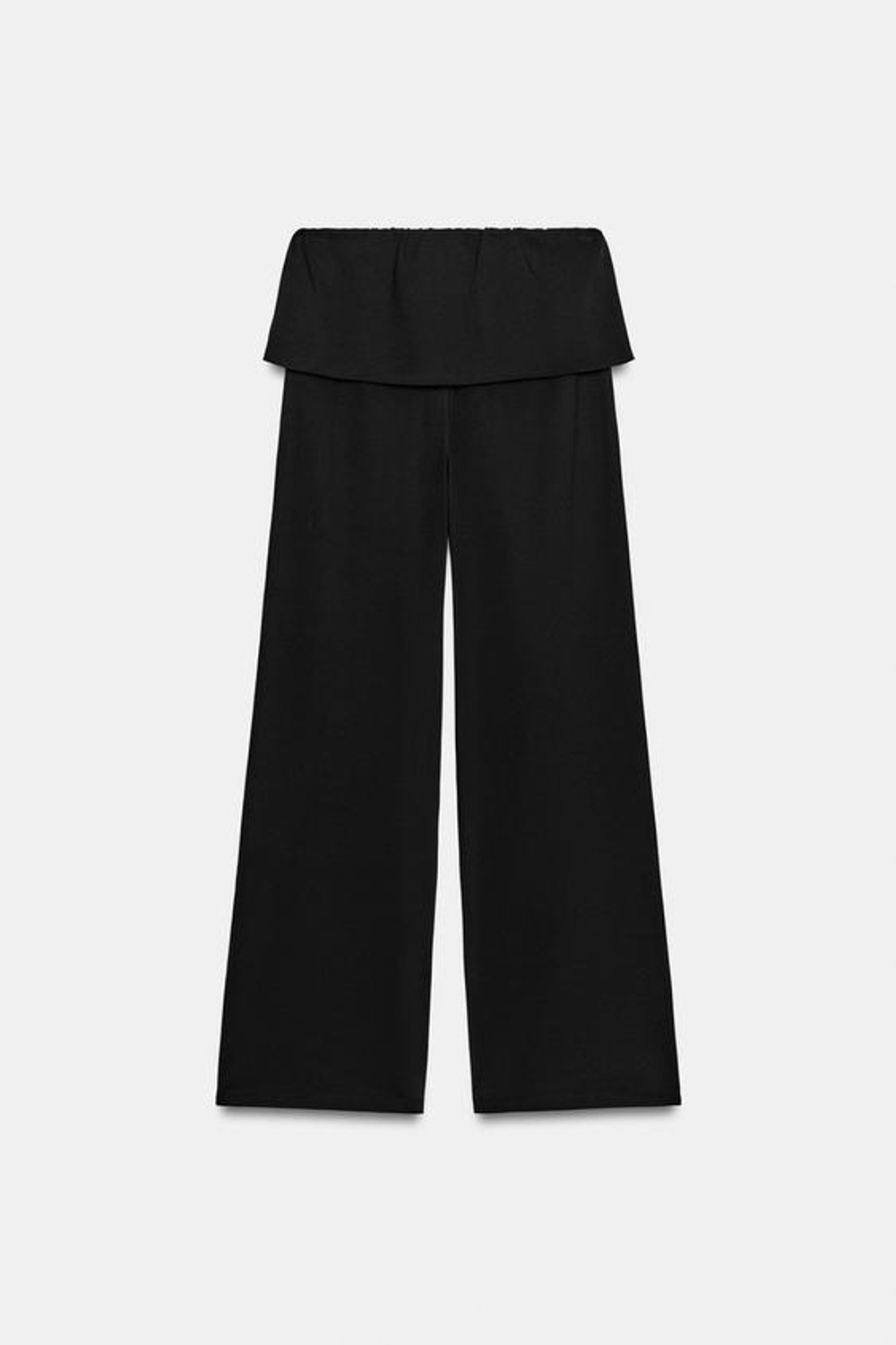 ZARA БРЮКИ ИЗ ПЛОТНОГО ХЛОПКА С ПОЯСОМ-КУШАКОМ, ЧЕРНЫЙ