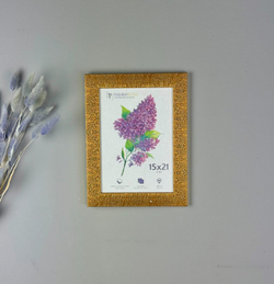 Фоторамка пластиковая 15х21 см, золотой, фактура трещины, арт. 1521.677203