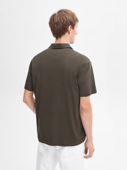 Massimo Dutti Хлопковая футболка-поло с короткими рукавами, зеленый