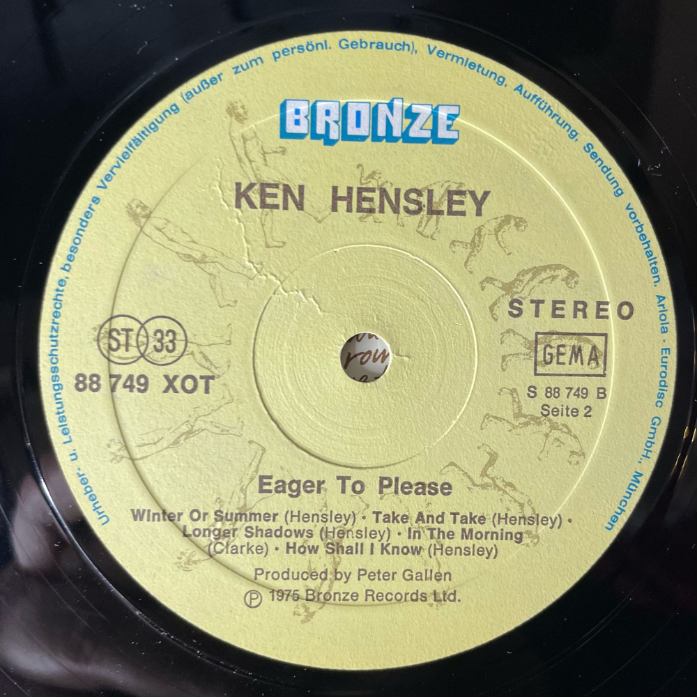 Винтажная виниловая пластинка LP Ken Hensley Eager To Please (Германия 1975)