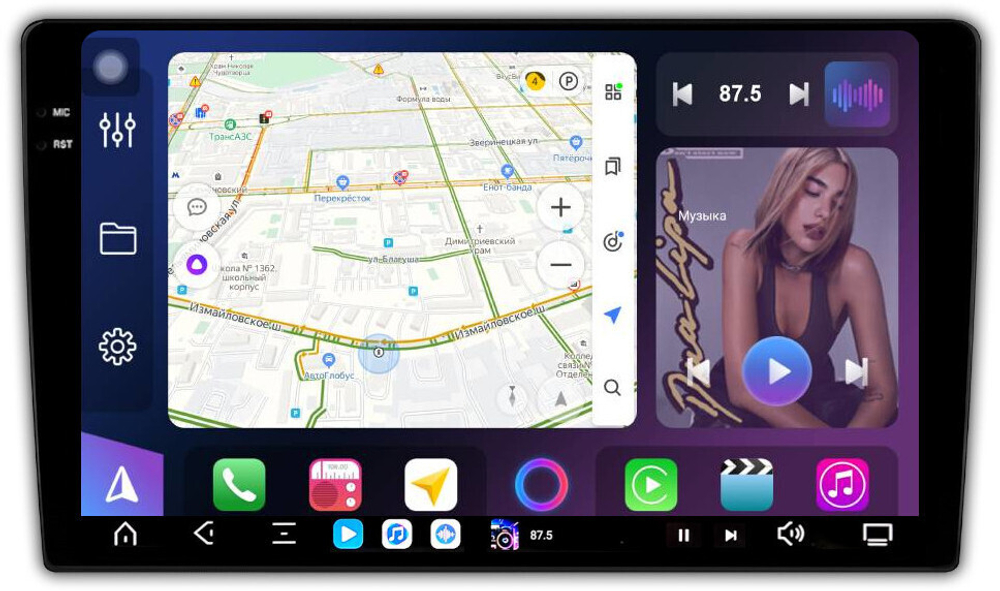 Магнитола для Citroen Jumper, Fiat Ducato, Peugeot Boxer (взамен 1DIN/2DIN) - FarCar GX3058M монитор 9.5" 2K QLED на Android 14, TS20, 6+128Гб, CarPlay, 4G SIM-слот