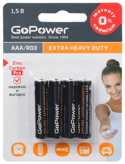 батарейка Gopower Extra Heavy Duty AAA/R03