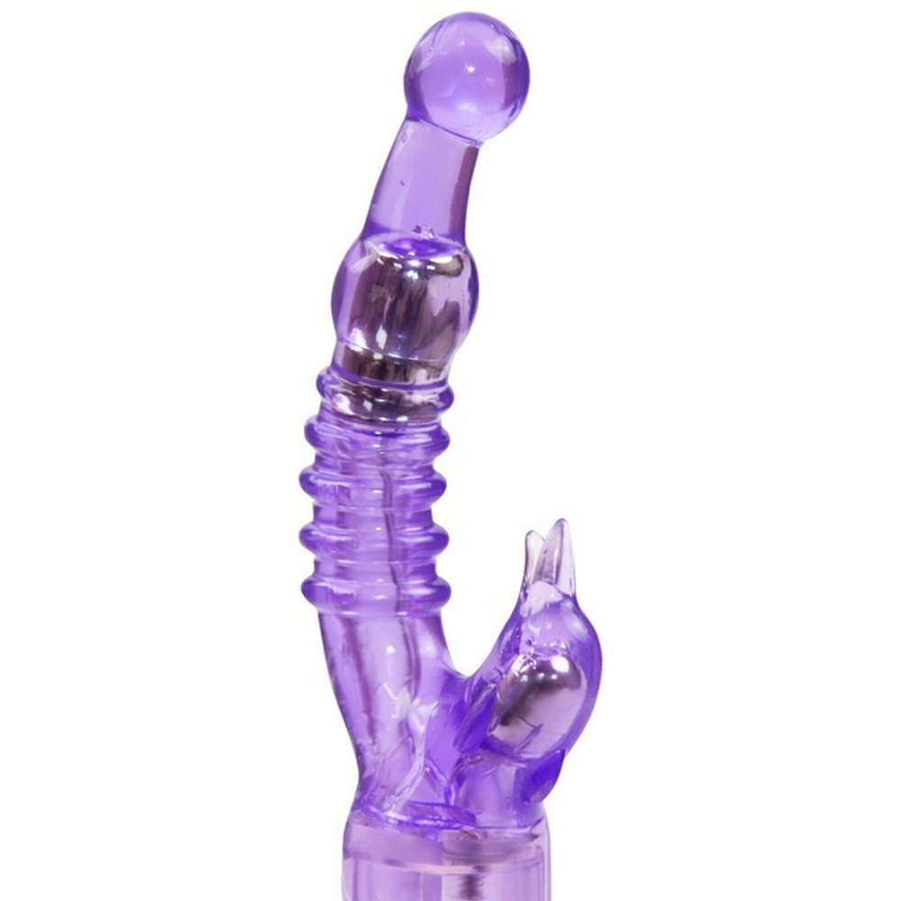 Рельефный G-стимулятор с многоскоростной вибрацией Crystal Naughty Dolphin (Цвет: фиолетовый)