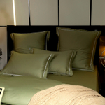 Комплект постельного белья Однотонный Сатин Премиум широкий кант на резинке OCPKR029