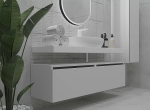 Тумба с раковиной и столешницей Armadi Art Flat 120 белый глянец