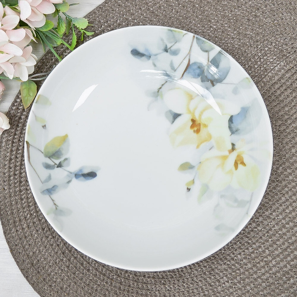 Тарелка 205мм глубокая форма Универсал Белый шиповник