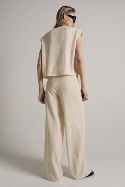 ZARA ТОП В СТИЛЕ РУСТИК БЕЗ РУКАВОВ, ЭКРЮ