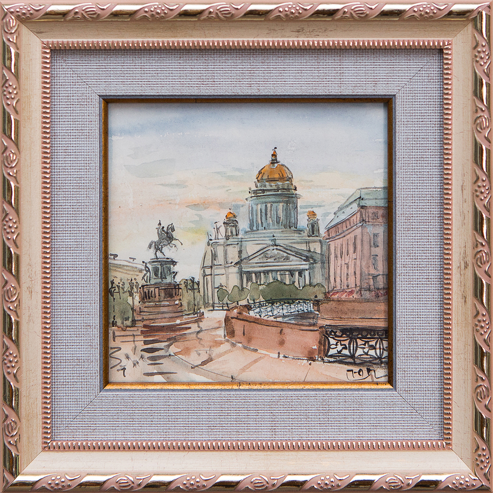 Картина акварелью "Исаакиевский собор" Лопухова