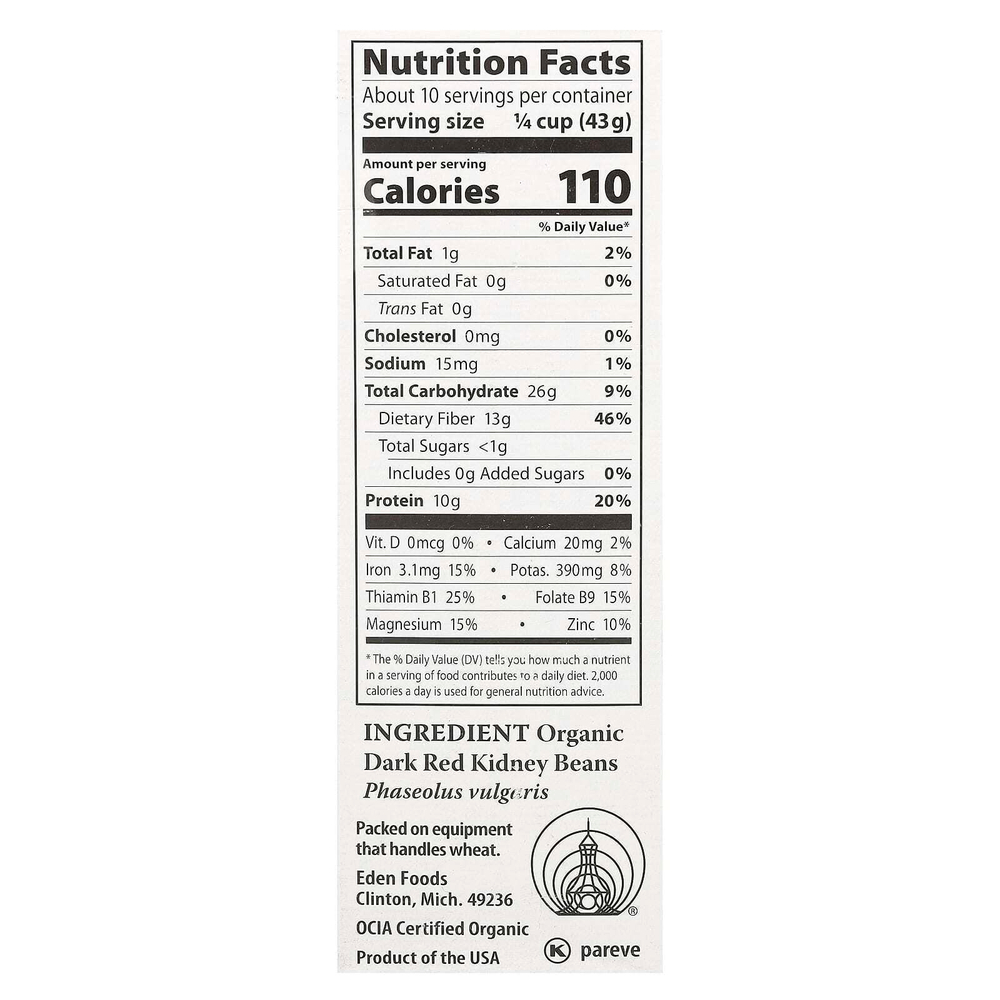 Eden Foods, органическая фасоль, 454 г (16 унций)