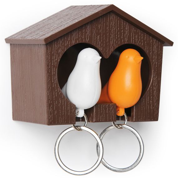 Держатель для ключей duo sparrow, коричневый/белый/оранжевый
