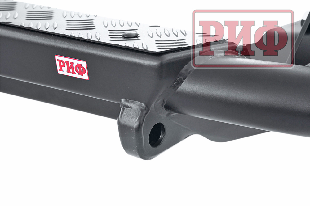 Бампер задний силовой/защита штатного бампера Mitsubishi Pajero Sport 2015-2020 c квадратом под фаркоп РИФ