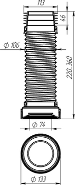 УДЛИНИТЕЛЬ ГИБКИЙ ДЛЯ УНИТАЗА АРМИРОВАННЫЙ 220-360 ММ AQUANT