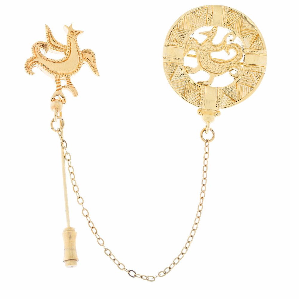 "Петушок" брошь в золотом покрытии из коллекции "Cocka-doodle-doo" от Jenavi с замком игла