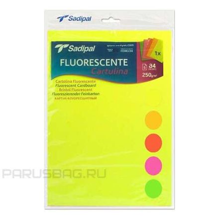 Картон цветной А4, 5л.5цв. флюоресцентный, Sadipal