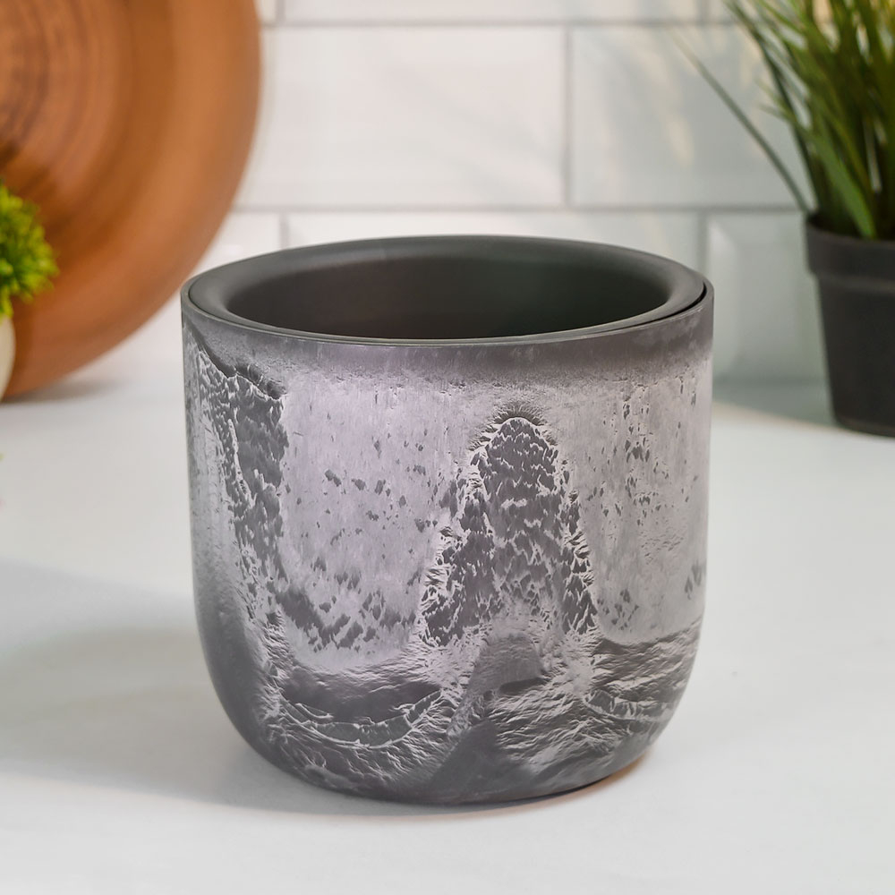 Кашпо Микрит 1л d150мм со вставкой, серый слайн