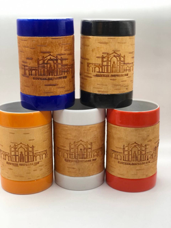 Кружка большая фарфоровая без ручки с берестой. Коллекция "Старая Русса"