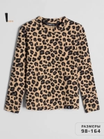 Леопардовый лонгслив базовый для девочки