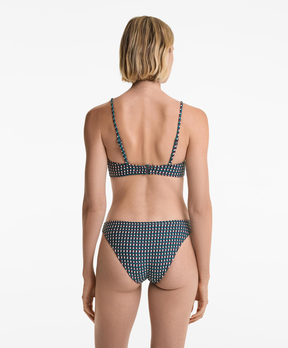 OYSHO Трёхцветный жаккардовый треугольный топ для бикини, зеленый