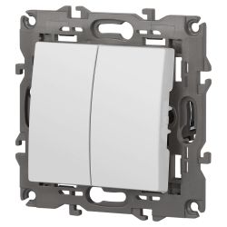 Переключатель ЭРА Elegance 14-1106-01 двойной 10АХ-250В IP20 белый