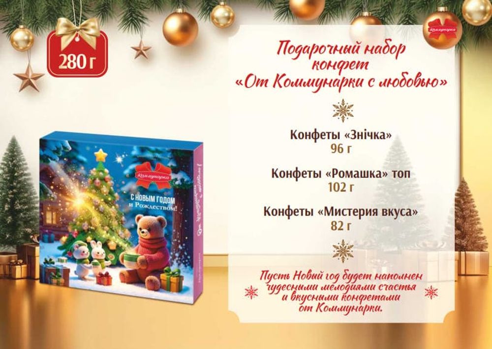 Набор конфет &quot;От Коммунарки с любовью&quot; в новогоднем оформлении 280г. Коммунарка