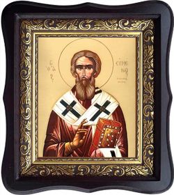 Евмений Гортинский Преподобный епископ. Икона на холсте в киоте