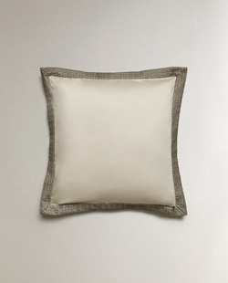 ZARA HOME САТИНОВАЯ НАВОЛОЧКА С ВЫШИВКОЙ, БЕЖЕВЫЙ
