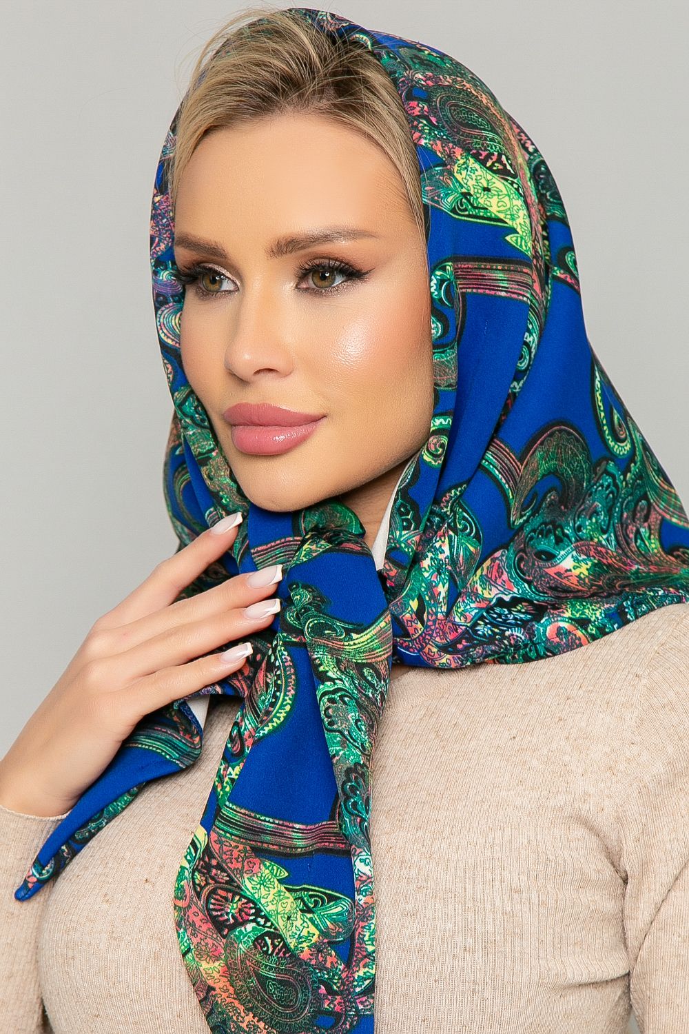 Косынка с подворотом Индия (зеленая) КП27-23М LT Collection