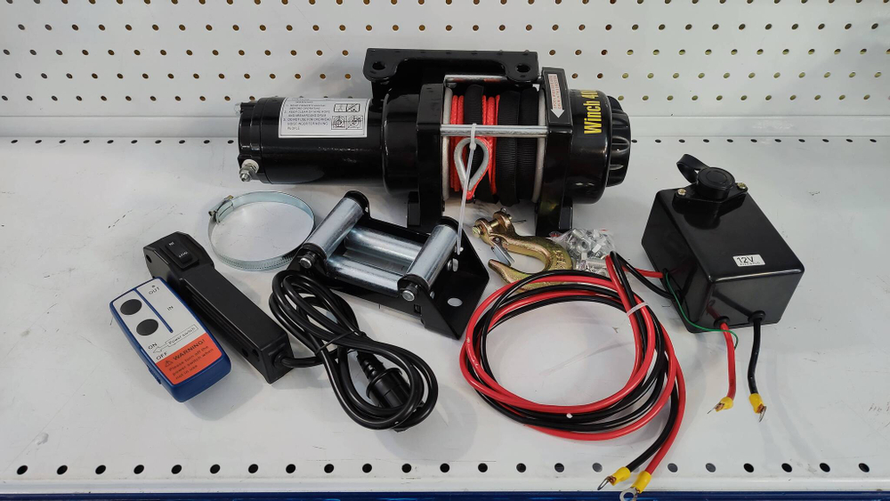4000 Lbs (Кевлар) / Лебедка 4000lbs (кевлар) электрическая, 12V ATV Winch 4000lbs / 1814 кг кевларовый трос