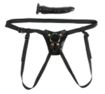 Чёрный с золотом женский страпон Designer Strap-On