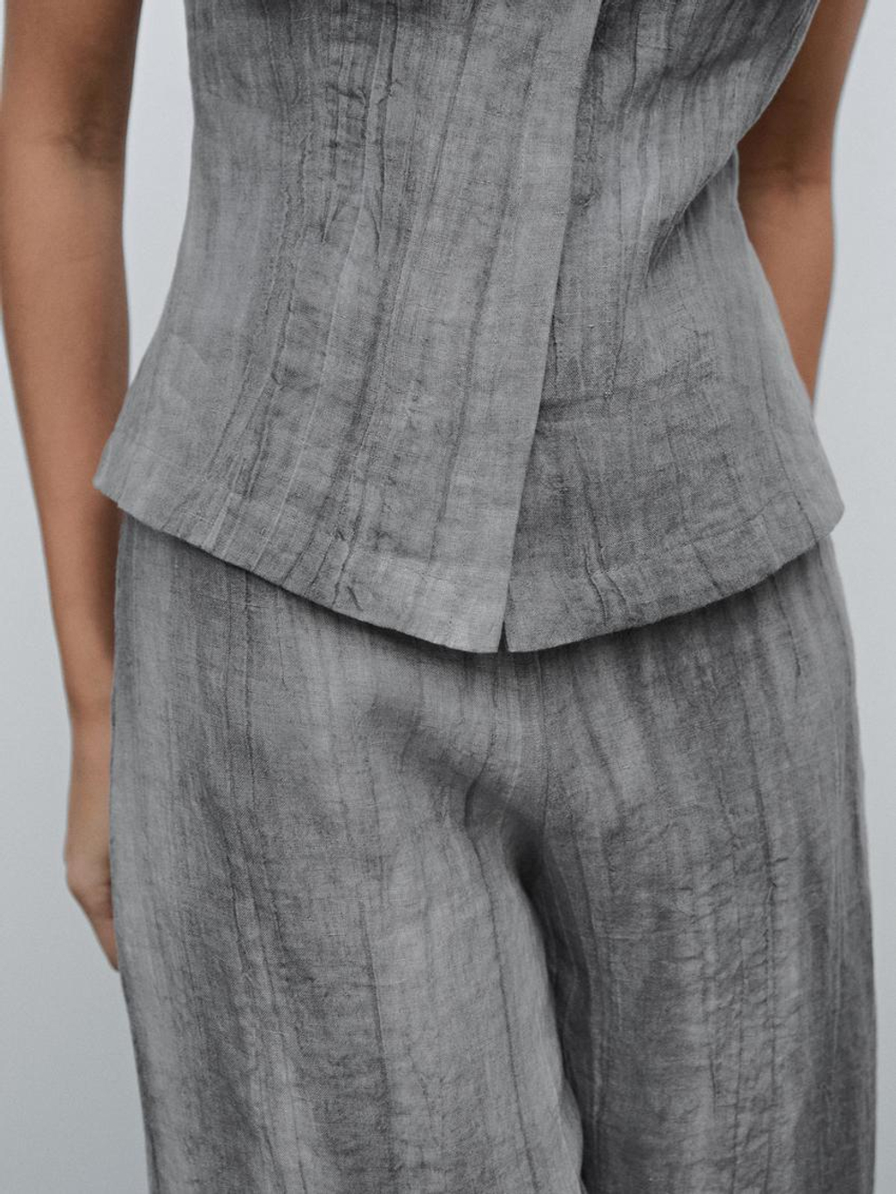 Massimo Dutti Брюки из 100% льна, свинцовый