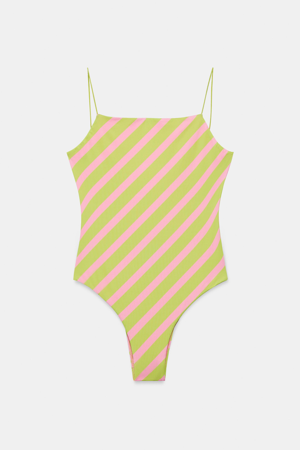 ZARA КУПАЛЬНИК В ПОЛОСКУ, ЛАЙМОВЫЙ