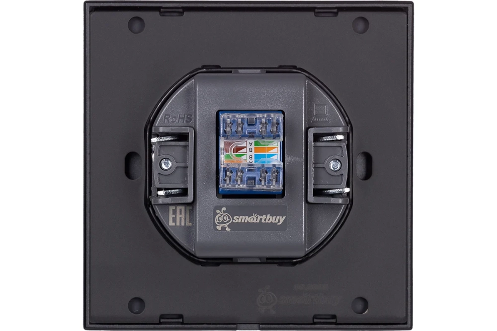 Розетка компьютерная RJ-45 независимая 10А черная Альтаир SBE-i11b-S1-RJ