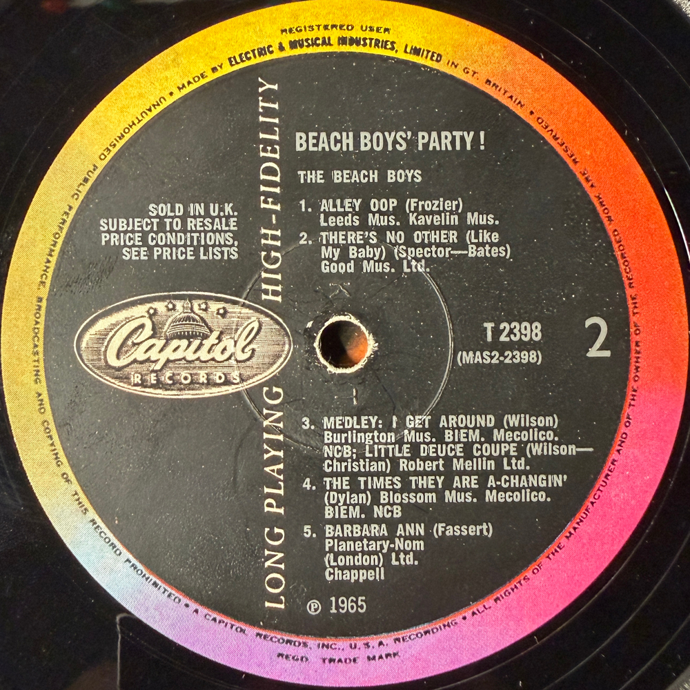 The Beach Boys ‎– Beach Boys' Party! (Англия 1966г.) Т
