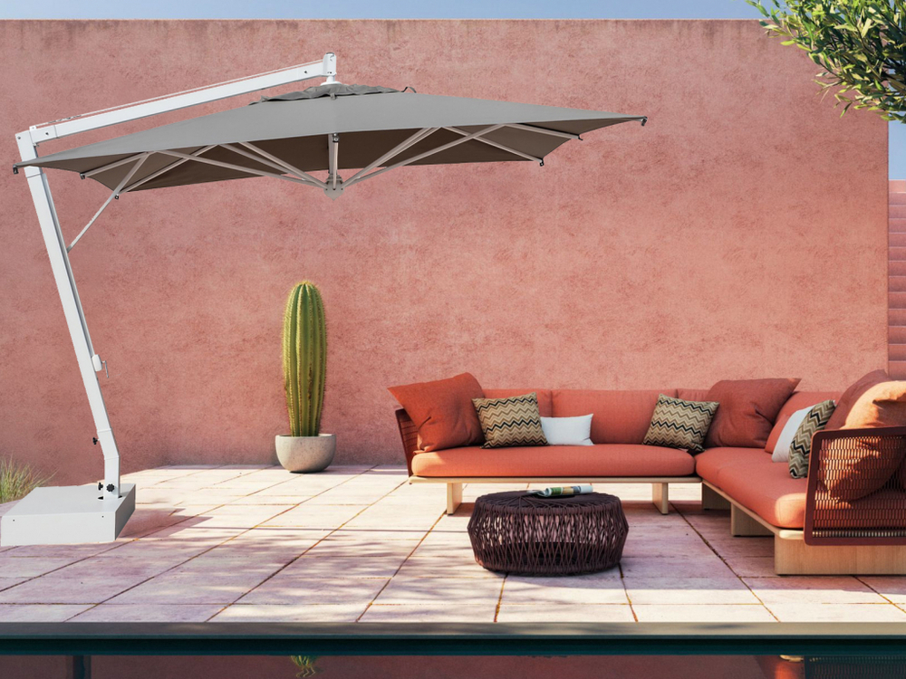 Зонт профессиональный 3х3 м Scolaro Pompei Braccio, белый, серо-коричневый