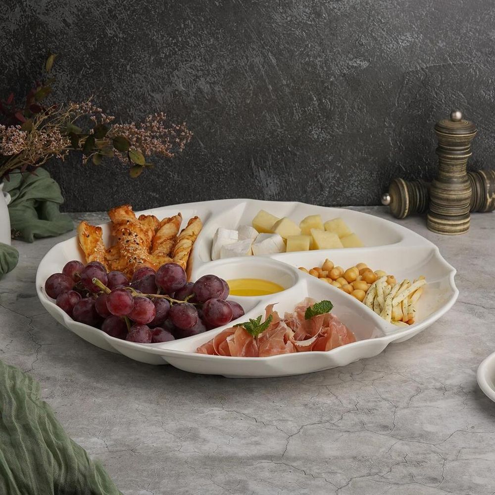 Менажница d 39,5 см h4,5 см 6 отделений белая фарфор NEW P.L. Proff Cuisine [1]