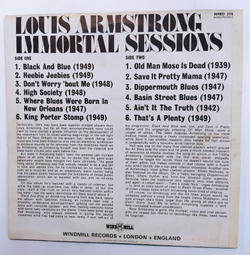 Louis Armstrong Immortal Sessions UK 1974