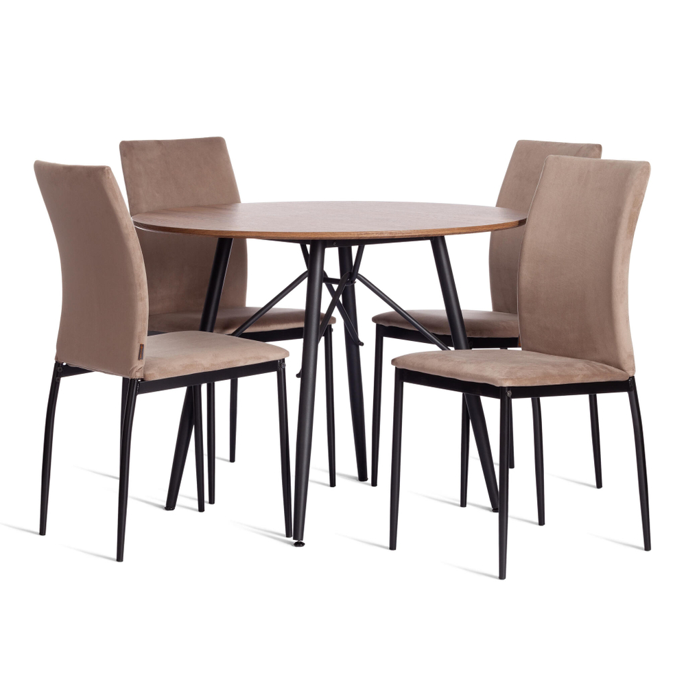 Стул CAPRI (mod. BC565-DC) металл, флок, 43 х 53 х 92 см, Beige (бежевый) HLR8 / черный