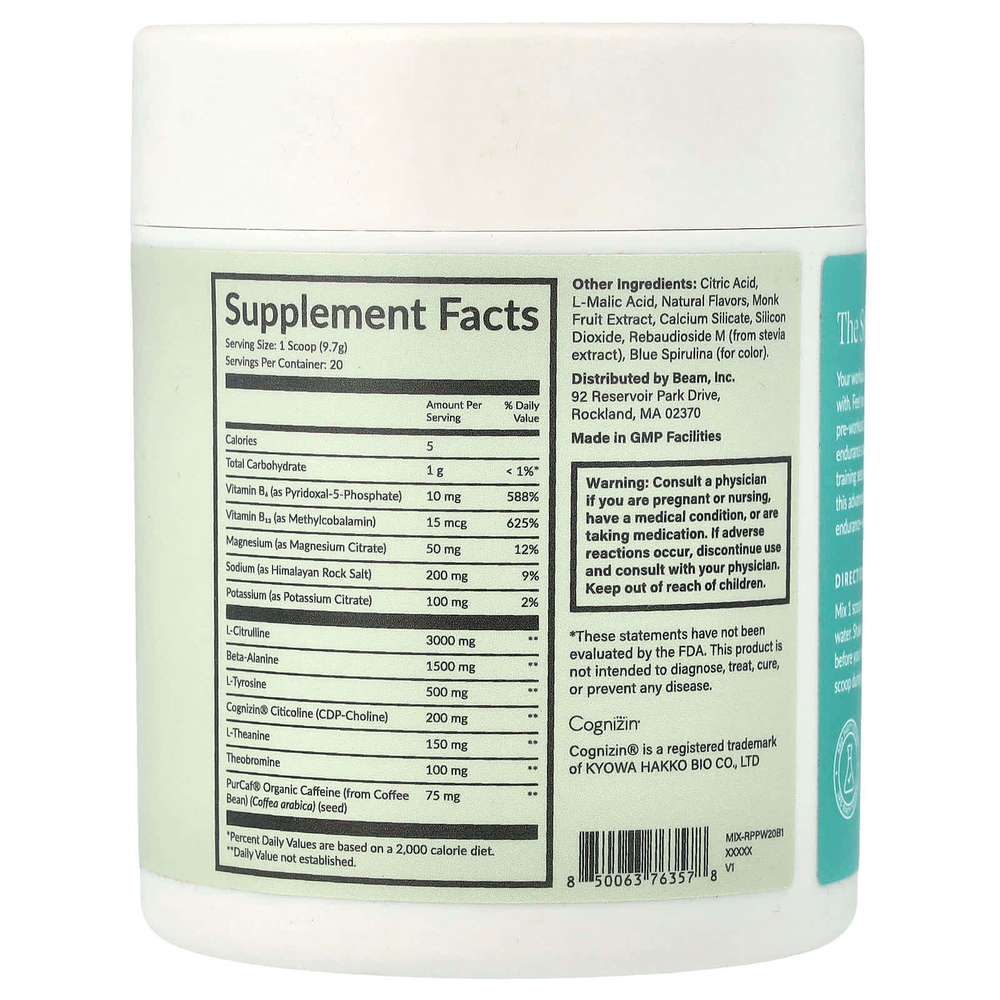 Beam, предтренировочный комплекс, голубая малина, 194 г (6,84 унции)