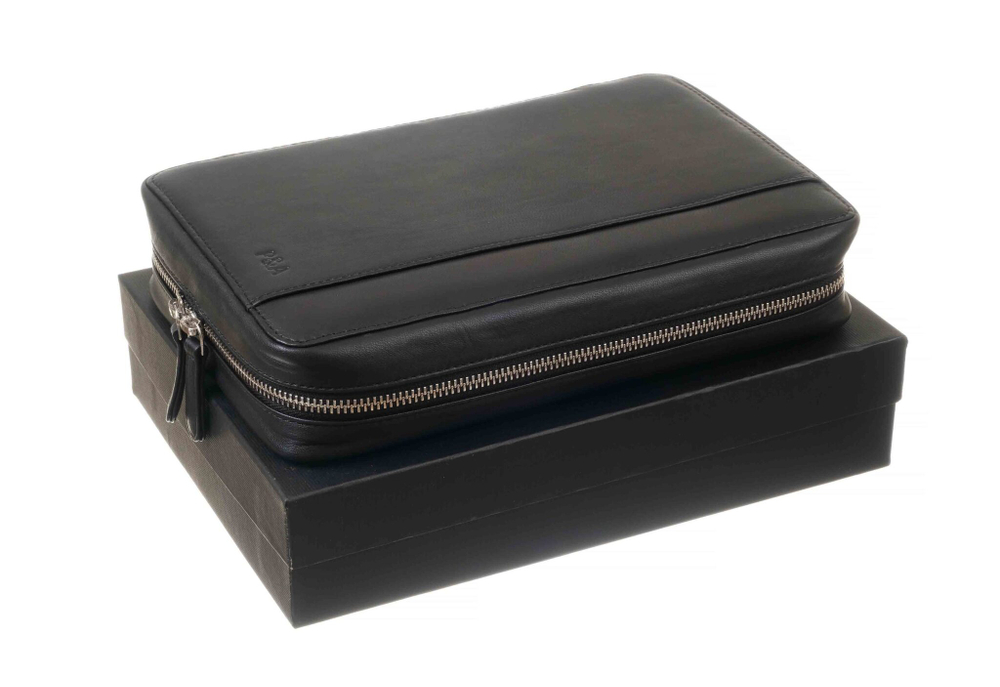 Сигарная сумка-хьюмидор P&A на 5 сигар, натуральная кожа C260-Black