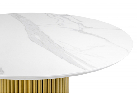 Керамический стол Woodville Барел 110 patagonoa bianco repose, золотой