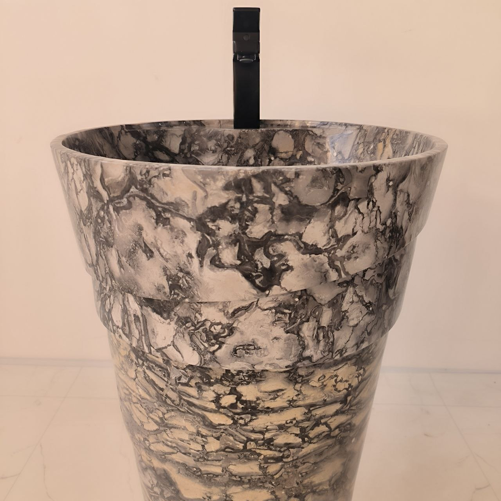 Раковина напольная из мрамора Pedestal Doreng Spiral MN-04201 (45*45*90 см)